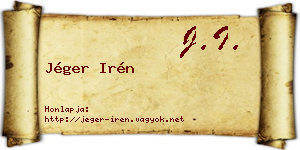 Jéger Irén névjegykártya